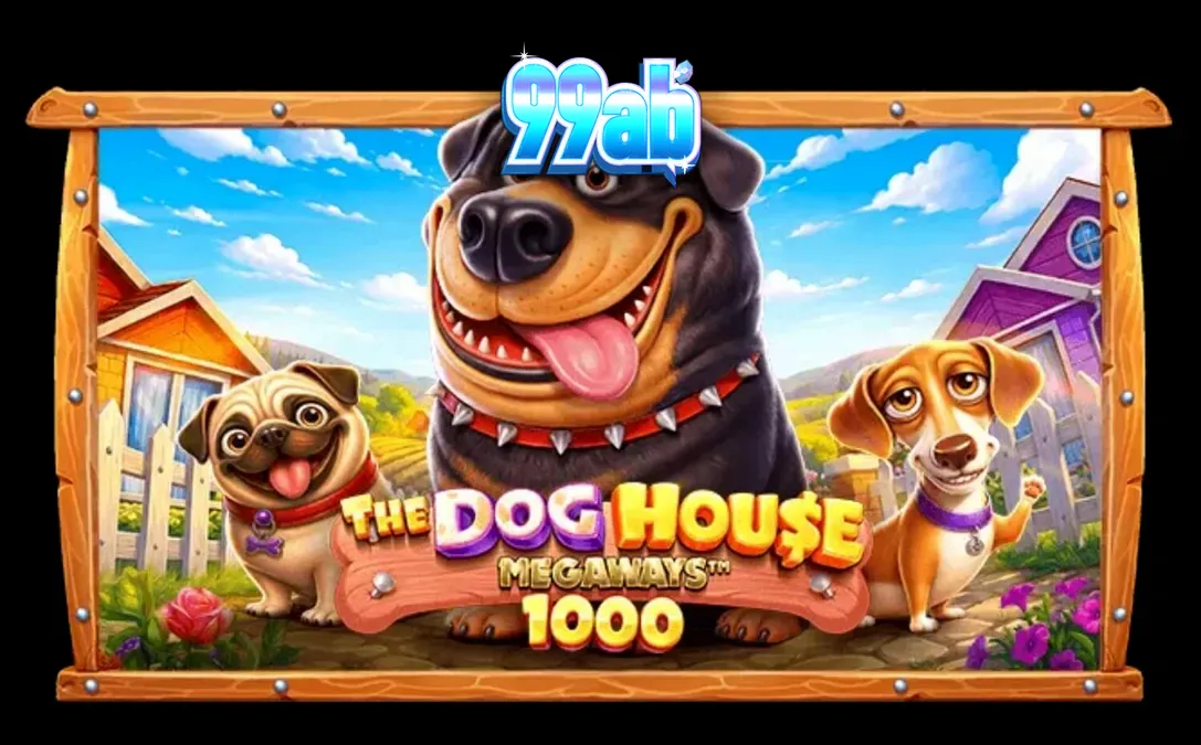 The Dog House Megaways 1000 slot game screen showing playful dogs and multipliers